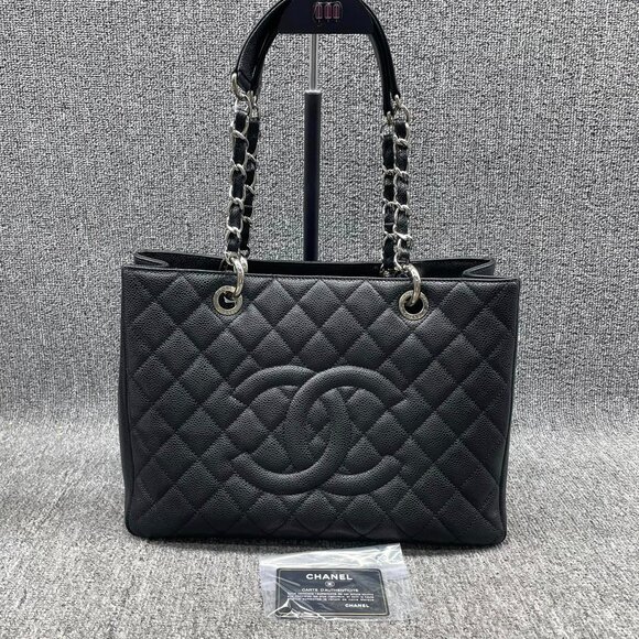CHANEL Handbags - 100% Authentic CHANEL GST Black Caviar Tote Bag